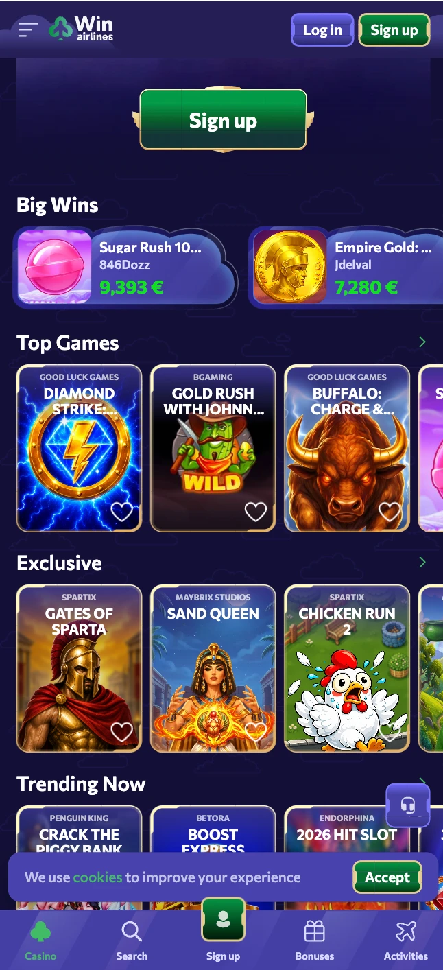 L'application WinAirlines Casino
